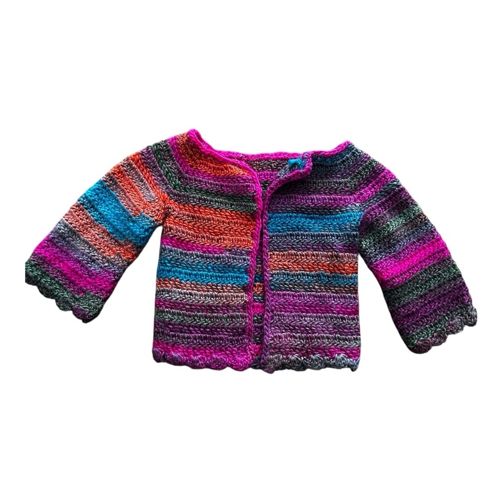 Hand knit striped kids cardigan 2-3 years old Adorable
